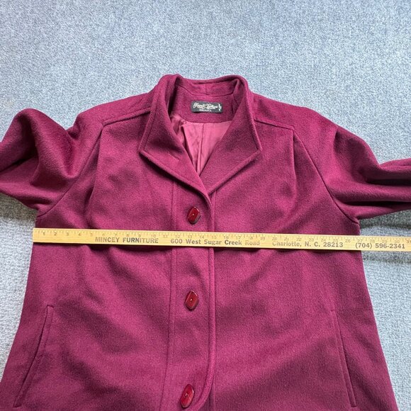 VTG Elegant Fashions Coat Womens Burgundy 15/16 Long Wool Blend Union Made USA - Picture 11 of 16